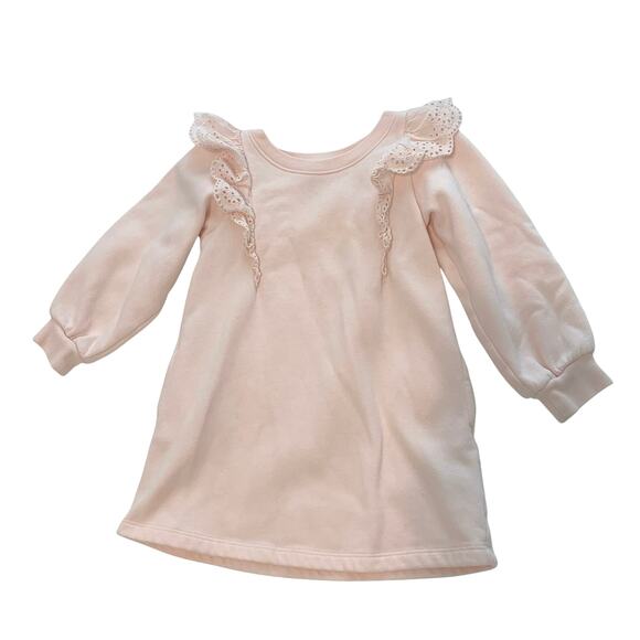 GAP Light Pink Ruffled Sweatshirt Dress - Picture 1 of 8